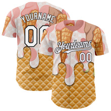 Laden Sie das Bild in den Galerie-Viewer, Custom City Cream White-Black Ice Cream Waffle Foodie Dessert Authentic Baseball Jersey
