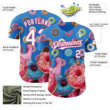 Charger l'image dans la galerie, Custom Electric Blue White-Neon Pink Ice Cream Donut Foodie Dessert Authentic Baseball Jersey
