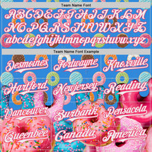 Charger l'image dans la galerie, Custom Electric Blue White-Neon Pink Ice Cream Donut Foodie Dessert Authentic Baseball Jersey
