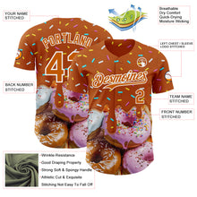 Laden Sie das Bild in den Galerie-Viewer, Custom Texas Orange-White Ice Cream Donut  Foodie Dessert Authentic Baseball Jersey

