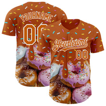 Laden Sie das Bild in den Galerie-Viewer, Custom Texas Orange-White Ice Cream Donut  Foodie Dessert Authentic Baseball Jersey
