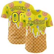 Charger l'image dans la galerie, Custom Light Yellow-Black Ice Cream Waffle Donut  Foodie Dessert Authentic Baseball Jersey
