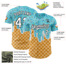 Charger l'image dans la galerie, Custom Sky Blue White-Black Ice Cream Waffle Foodie Dessert Authentic Baseball Jersey
