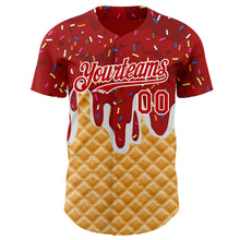 Charger l'image dans la galerie, Custom Red-White Ice Cream Waffle Foodie Dessert Authentic Baseball Jersey
