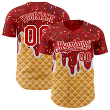 Charger l'image dans la galerie, Custom Red-White Ice Cream Waffle Foodie Dessert Authentic Baseball Jersey
