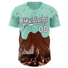 Charger l'image dans la galerie, Custom Ice Blue White-Black Ice Cream Chocolate Foodie Dessert Authentic Baseball Jersey
