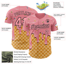 Charger l'image dans la galerie, Custom Medium Pink-Black Ice Cream Waffle Foodie Dessert Authentic Baseball Jersey
