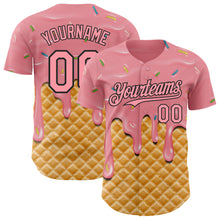 Charger l'image dans la galerie, Custom Medium Pink-Black Ice Cream Waffle Foodie Dessert Authentic Baseball Jersey
