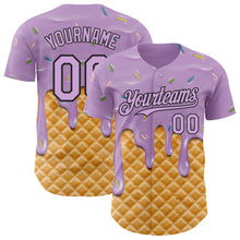 Laden Sie das Bild in den Galerie-Viewer, Custom Light Purple-Black Ice Cream Waffle Foodie Dessert Authentic Baseball Jersey
