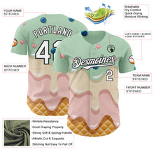 Charger l'image dans la galerie, Custom Pea Green White-Black Ice Cream Waffle Foodie Dessert Authentic Baseball Jersey
