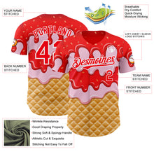 Load image into Gallery viewer, Custom Fire Red-White Ice Cream Waffle Foodie Dessert Authentic Baseball Jersey
