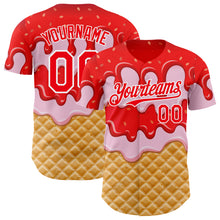 Load image into Gallery viewer, Custom Fire Red-White Ice Cream Waffle Foodie Dessert Authentic Baseball Jersey
