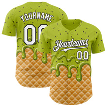 Загрузить изображение в средство просмотра галереи, Custom Neon Green White-Black Ice Cream Waffle Foodie Dessert Authentic Baseball Jersey
