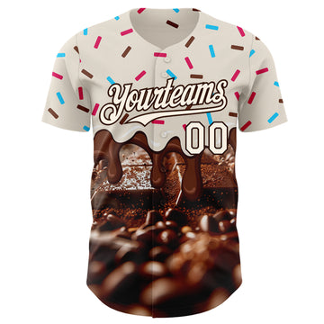 Custom Cream-Brown Ice Cream Chocolate Foodie Dessert Authentic Baseball Jersey