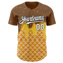 Загрузить изображение в средство просмотра галереи, Custom Brown White-Black Ice Cream Waffle Foodie Dessert Authentic Baseball Jersey
