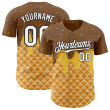 Загрузить изображение в средство просмотра галереи, Custom Brown White-Black Ice Cream Waffle Foodie Dessert Authentic Baseball Jersey
