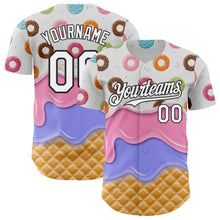 Charger l'image dans la galerie, Custom White-Black Ice Cream Waffle Donut Foodie Dessert Authentic Baseball Jersey
