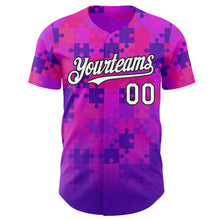 Charger l'image dans la galerie, Custom Purple White-Black Puzzle 3D Pattern Design Authentic Baseball Jersey
