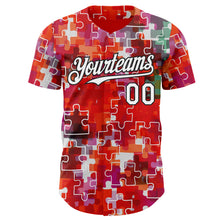 Загрузить изображение в средство просмотра галереи, Custom Red White-Black Puzzle 3D Pattern Design Authentic Baseball Jersey

