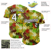 Load image into Gallery viewer, Custom Green White-Black Puzzle 3D Pattern Design Authentic Baseball Jersey
