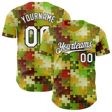 Load image into Gallery viewer, Custom Green White-Black Puzzle 3D Pattern Design Authentic Baseball Jersey
