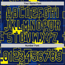 Load image into Gallery viewer, Custom Navy-Light Yellow Puzzle 3D Pattern Design Authentic Baseball Jersey
