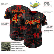 Laden Sie das Bild in den Galerie-Viewer, Custom Black Red-Old Gold Puzzle 3D Pattern Design Authentic Baseball Jersey
