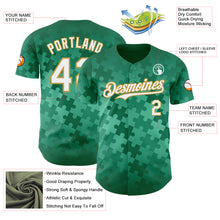 Laden Sie das Bild in den Galerie-Viewer, Custom Kelly Green White-Old Gold Puzzle 3D Pattern Design Authentic Baseball Jersey
