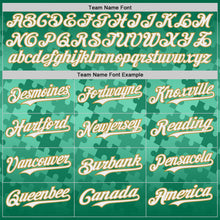 Laden Sie das Bild in den Galerie-Viewer, Custom Kelly Green White-Old Gold Puzzle 3D Pattern Design Authentic Baseball Jersey
