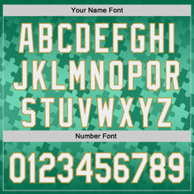 Laden Sie das Bild in den Galerie-Viewer, Custom Kelly Green White-Old Gold Puzzle 3D Pattern Design Authentic Baseball Jersey
