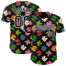 Load image into Gallery viewer, Custom Black-White Puzzle 3D Pattern Design Authentic Baseball Jersey
