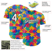 Charger l'image dans la galerie, Custom Teal White-Black Puzzle 3D Pattern Design Authentic Baseball Jersey
