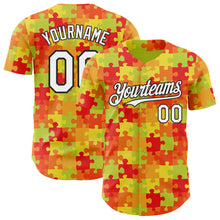 Charger l'image dans la galerie, Custom Green White Red-Black Puzzle 3D Pattern Design Authentic Baseball Jersey
