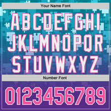Load image into Gallery viewer, Custom Teal Pink Purple-White Gradient Puzzle 3D Pattern Design Authentic Baseball Jersey
