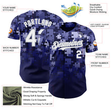Charger l'image dans la galerie, Custom Blue White Navy-Gray Gradient Puzzle 3D Pattern Design Authentic Baseball Jersey
