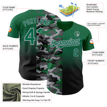 Laden Sie das Bild in den Galerie-Viewer, Custom Kelly Green Black-Gray Half Camo Ombre Authentic Baseball Jersey

