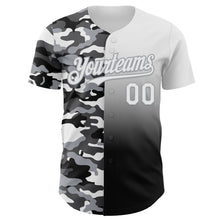 Charger l'image dans la galerie, Custom White Black-Gray Half Camo Ombre Authentic Baseball Jersey
