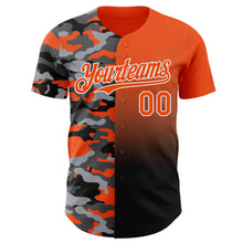 Charger l'image dans la galerie, Custom Orange Black-White Half Camo Ombre Authentic Baseball Jersey
