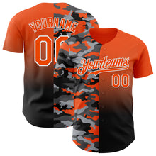Charger l'image dans la galerie, Custom Orange Black-White Half Camo Ombre Authentic Baseball Jersey
