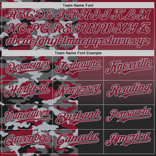 Laden Sie das Bild in den Galerie-Viewer, Custom Crimson Black-Gray Half Camo Ombre Authentic Baseball Jersey
