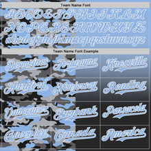 Load image into Gallery viewer, Custom Light Blue Black-White Half Camo Ombre Authentic Baseball Jersey
