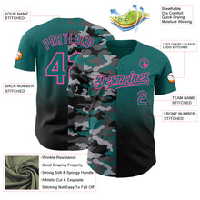 Charger l'image dans la galerie, Custom Teal Black-Pink Half Camo Ombre Authentic Baseball Jersey
