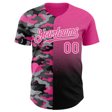 Laden Sie das Bild in den Galerie-Viewer, Custom Pink Black-White Half Camo Ombre Authentic Baseball Jersey
