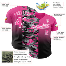 Laden Sie das Bild in den Galerie-Viewer, Custom Pink Black-White Half Camo Ombre Authentic Baseball Jersey
