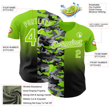 Загрузить изображение в средство просмотра галереи, Custom Neon Green Black-White Half Camo Ombre Authentic Baseball Jersey

