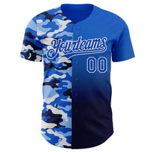 Загрузить изображение в средство просмотра галереи, Custom Thunder Blue Navy-White Half Camo Ombre Authentic Baseball Jersey
