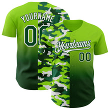Charger l'image dans la galerie, Custom Neon Green Green-White Half Camo Ombre Authentic Baseball Jersey
