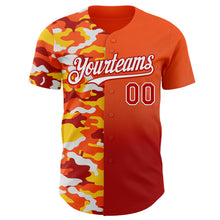 Charger l'image dans la galerie, Custom Orange Red-White Half Camo Ombre Authentic Baseball Jersey
