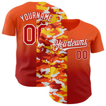 Charger l'image dans la galerie, Custom Orange Red-White Half Camo Ombre Authentic Baseball Jersey

