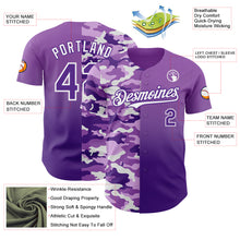 Laden Sie das Bild in den Galerie-Viewer, Custom Medium Purple Purple-White Half Camo Ombre Authentic Baseball Jersey
